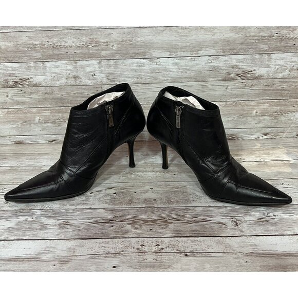 Jimmy Choo Shoes - Jimmy Choo Black Leather Pointed Toe Stiletto Ankle Booties Size 36